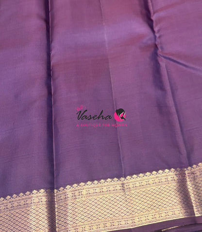 Pure Kanchipuram Silk Saree - Dark Purple Shade - VVPS093