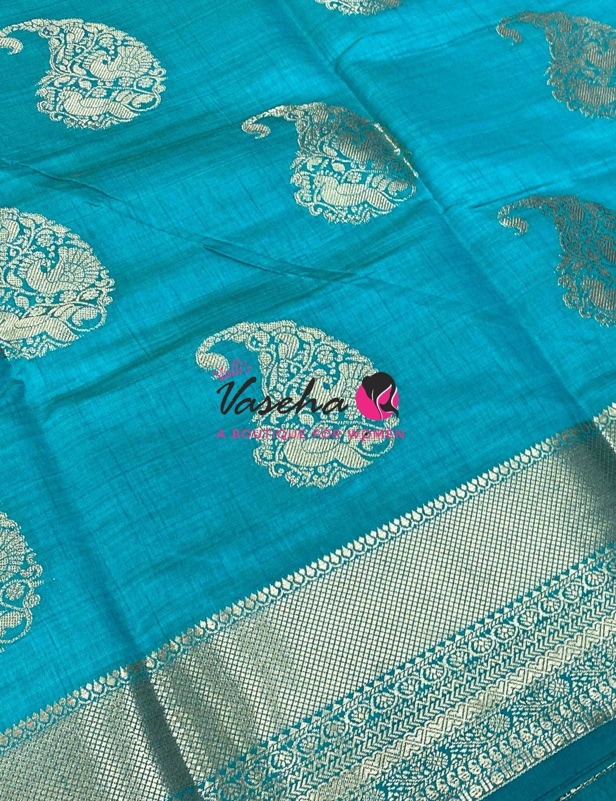 Semi Tussar Silk Saree | Blue Shade |VVSTS055