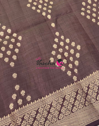 Semi Tussar Silk - Grand Pallu  - Brown Shade - VVSTS071