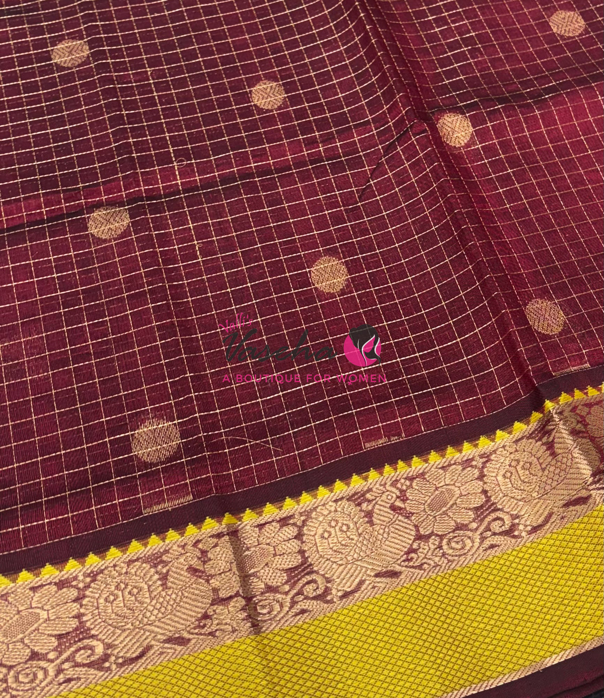 Pure Silk Cotton Saree - Maroon  & Black Shade - VVPSC014