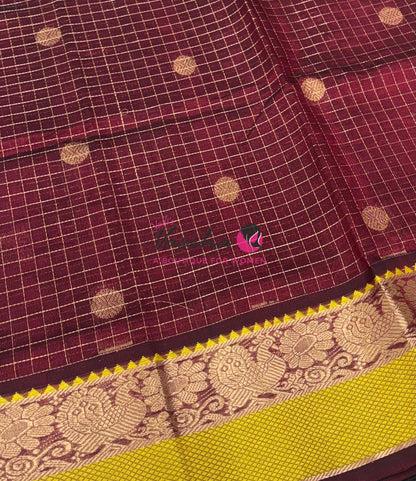 Pure Silk Cotton Saree - Maroon  & Black Shade - VVPSC014