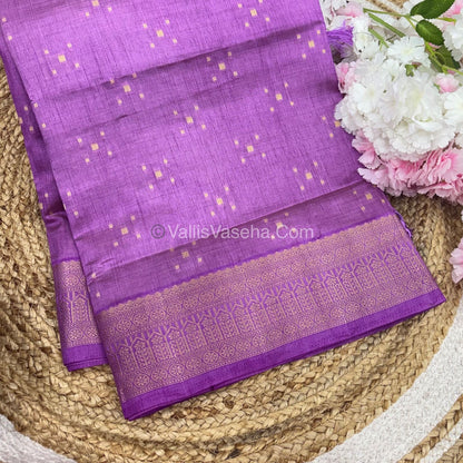 Semi Tussar Silk - Grand Pallu  - Lilac / Light Lavendar Shade - VVSTS031
