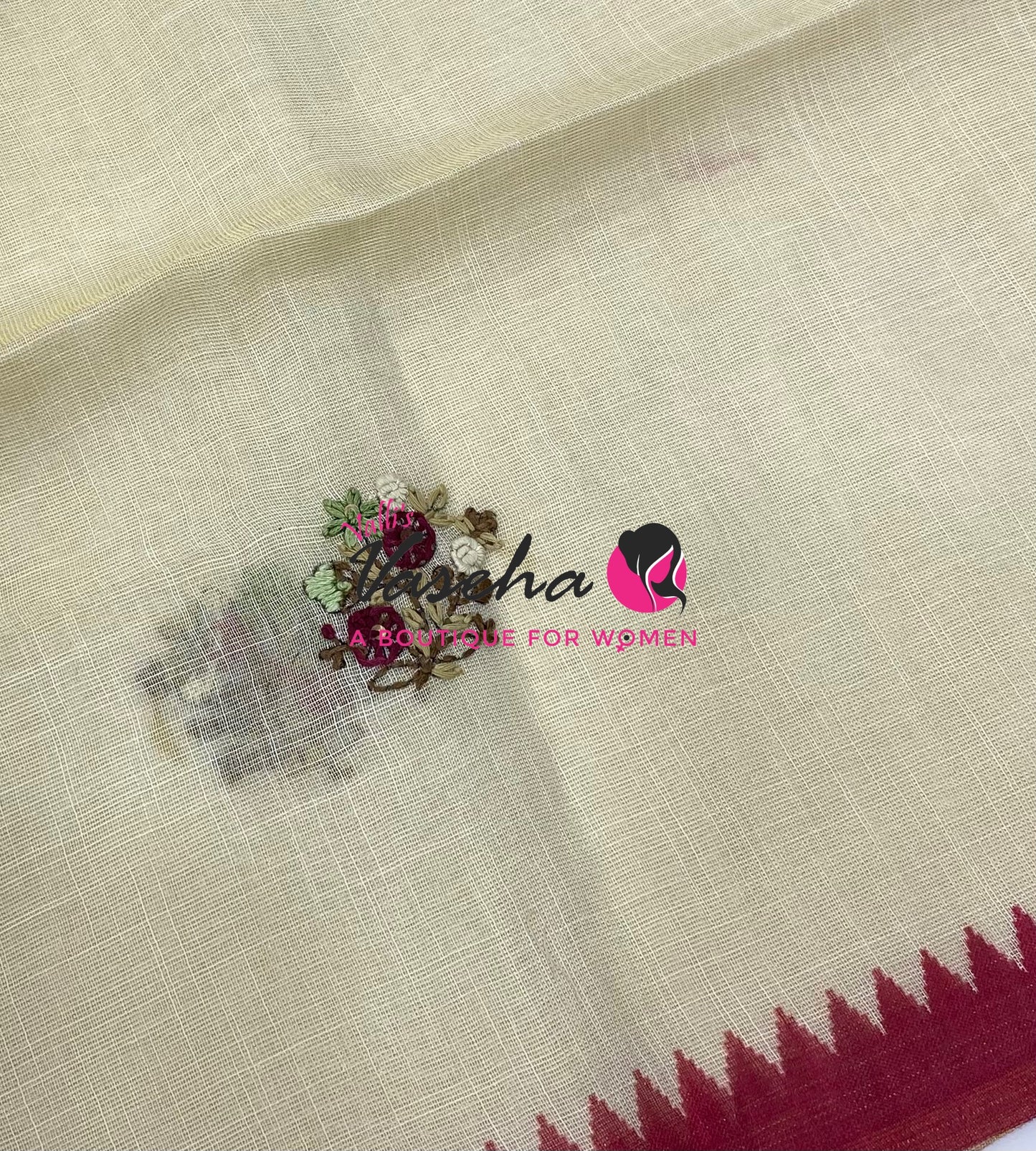 French Knot - Tissue Saree - Cream With Dark Pink Shade - VVLFN022