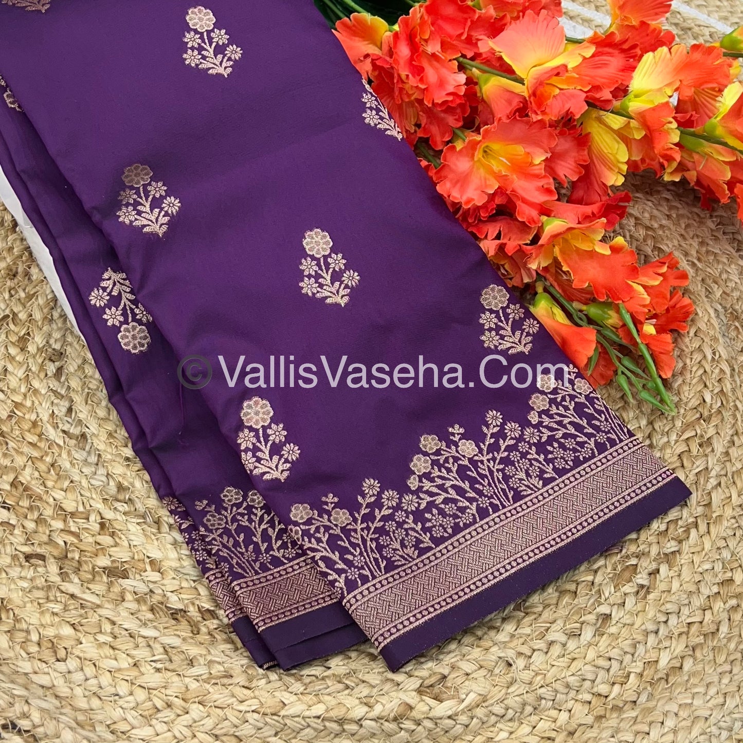 Semi Soft Silk with Border - Dark Purple Shade -VVSSS013