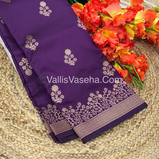 Semi Soft Silk with Border - Dark Purple Shade -VVSSS013