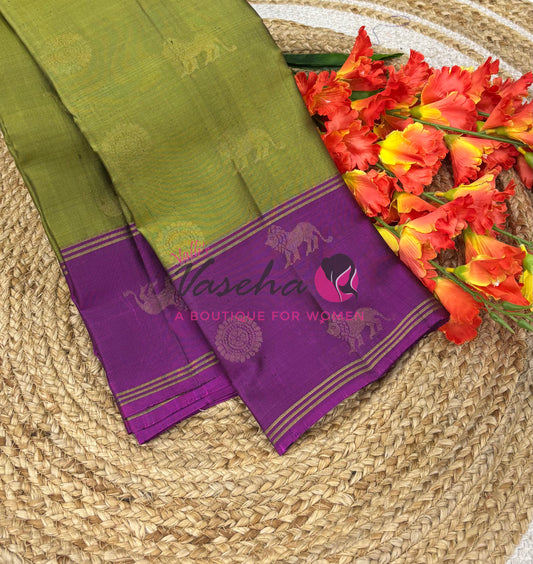 Half Mix - Pure Soft Silk Saree - Long Retta Petta Border with Butta - VVPSS105