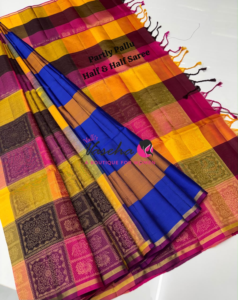 Pure Soft Silk Saree - Partly Pallu -  Half & Half Saree - VVPSS088