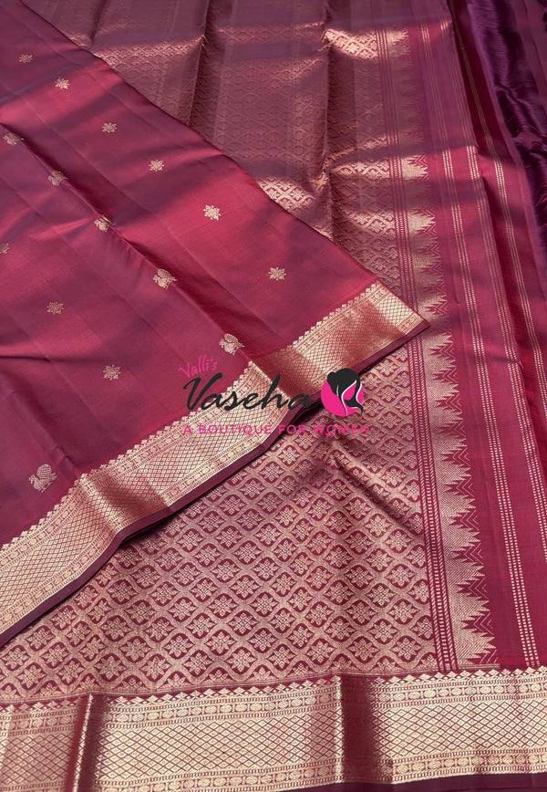 Pure Kanchipuram Silk Saree - Maroon Shade  - VVPS022