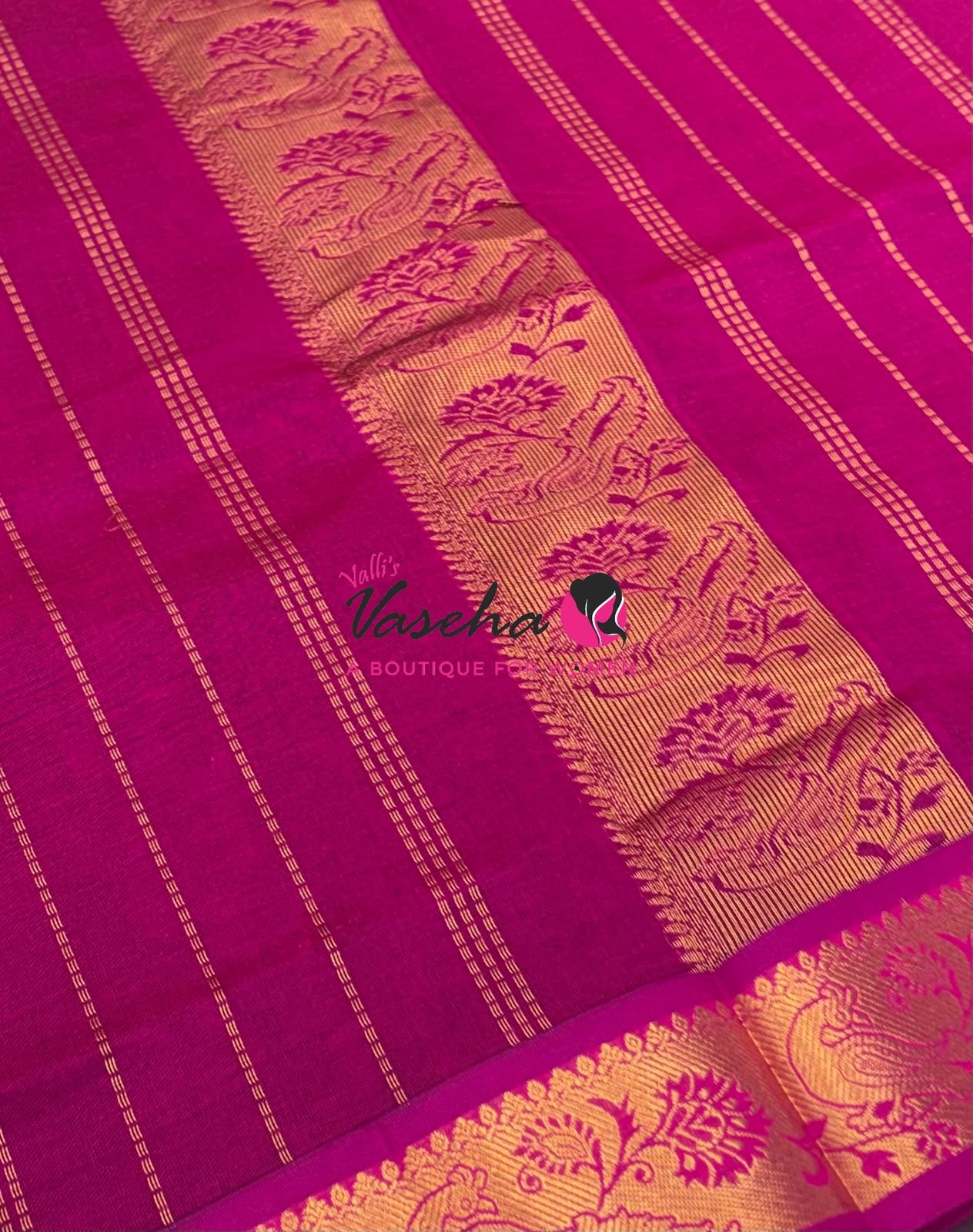 Semi Silk Cotton Saree - Small Round with Zari Butta  -  VVSSC014