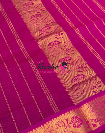 Semi Silk Cotton Saree - Small Round with Zari Butta  -  VVSSC014