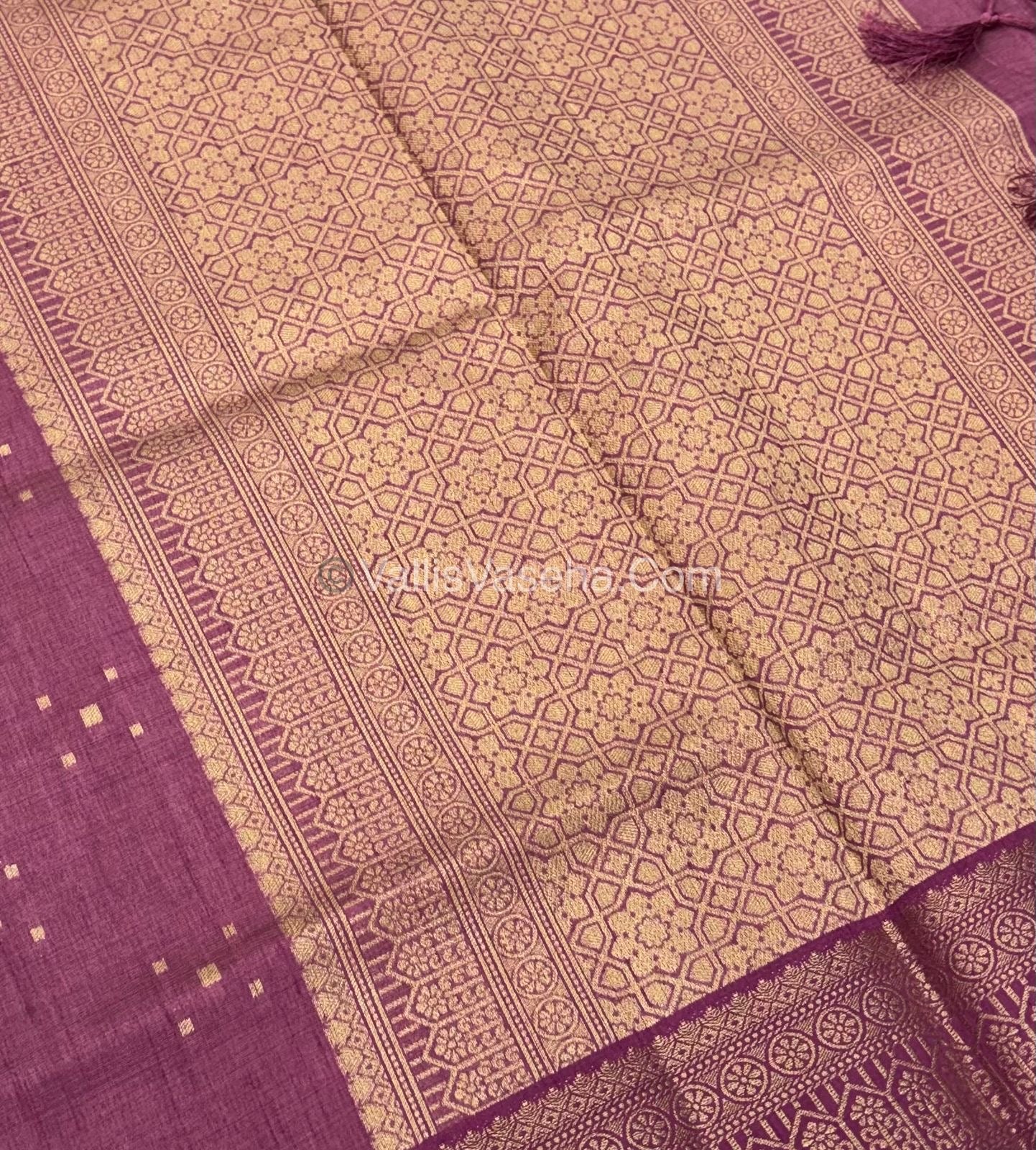 Semi Tussar Silk - Grand Pallu  - Onion Pink Shade - VVSTS017