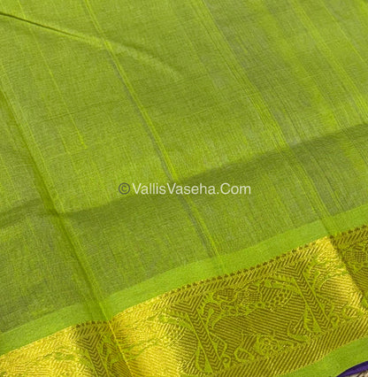 Pure Silk Cotton Sarees - Lavender With Green Shade - VVPSC009