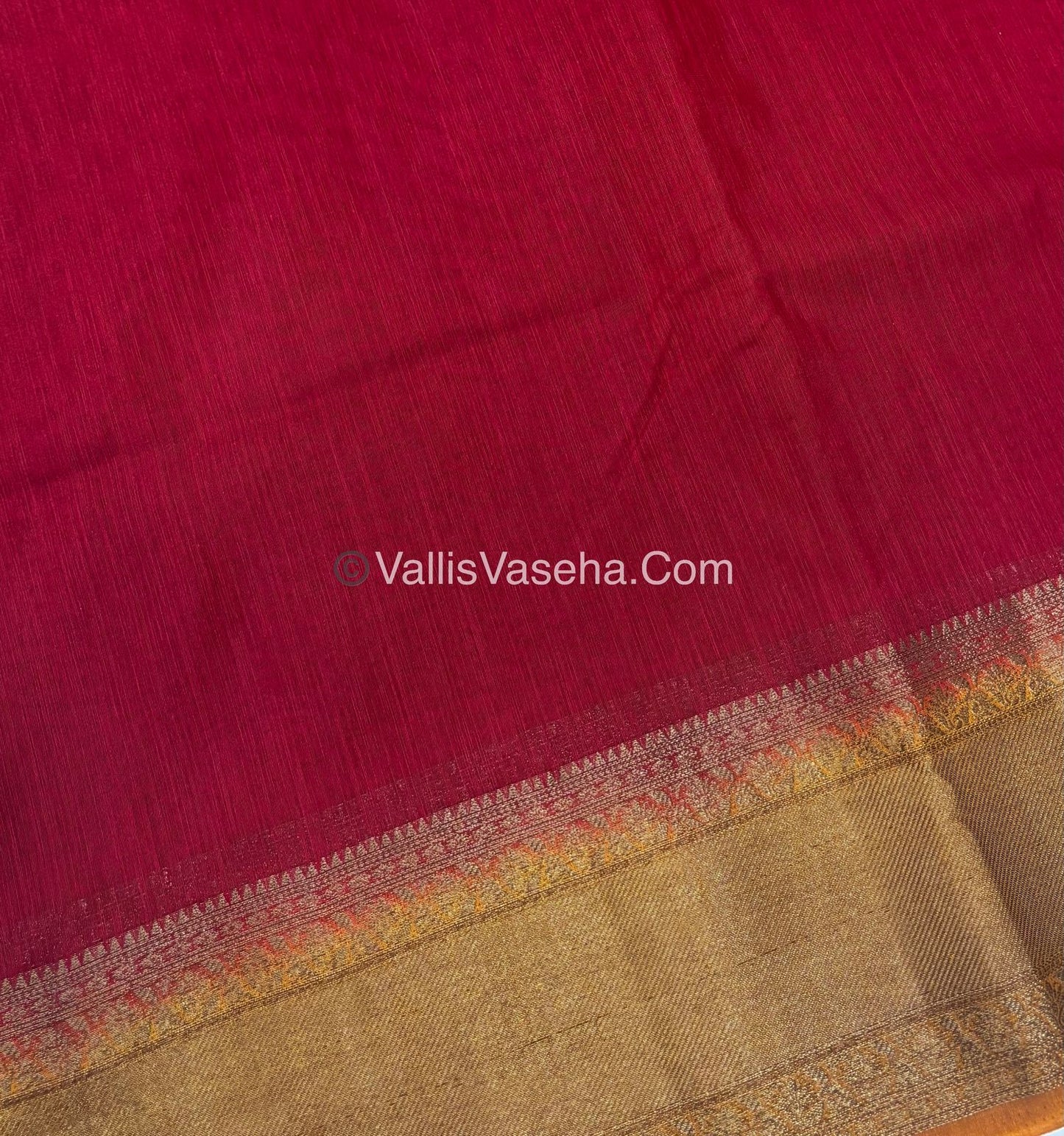 Bamboo Silk Saree- Red with mustard  Shade - VVBSS012
