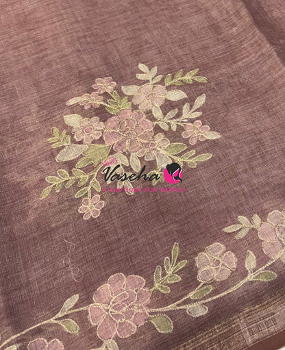 Linen Tissue Saree - Onion Pink Shade - VVLTS004