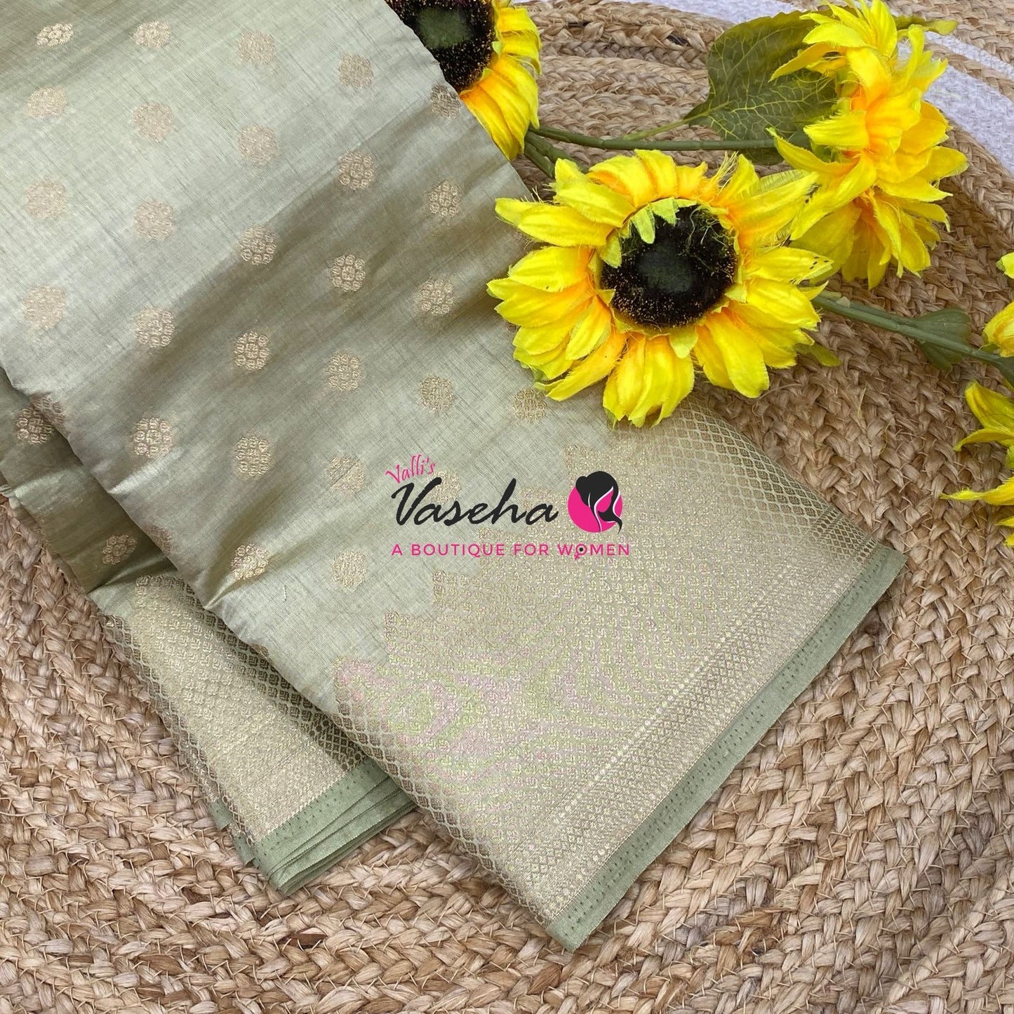 Semi Tussar Silk Saree | Grey Shade |VVSTS057