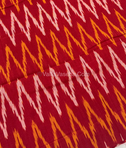 Double Ikkat Pure Cotton Saree - Purple With Red - VVIKS002