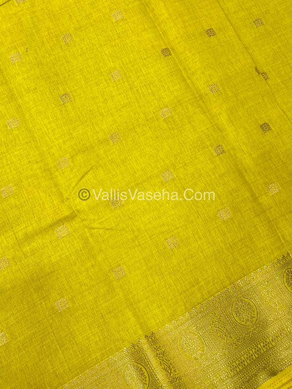 Semi Tussar Silk Saree |Yellow shade |VVSTS045