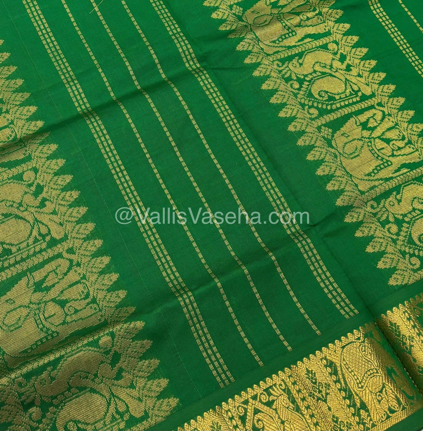 Semi Silk Cotton Saree - Red with Green shade - VVSSC002