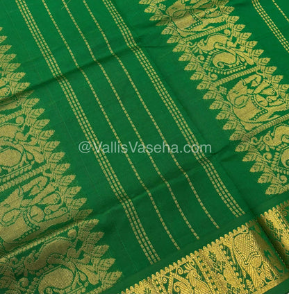 Semi Silk Cotton Saree - Red with Green shade - VVSSC002