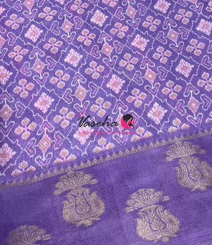 Semi Dola Silk - Embossed & Pochampally Design - Pink & Lavender Shade - VVSDS006