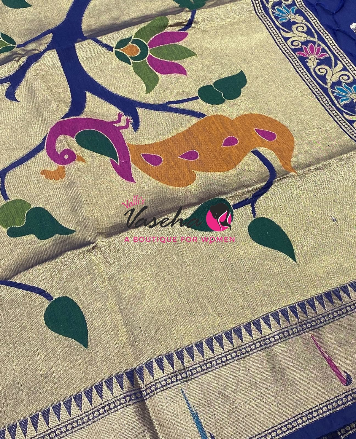 Semi Paithani Saree  - Blue  Shade - VVSPS001