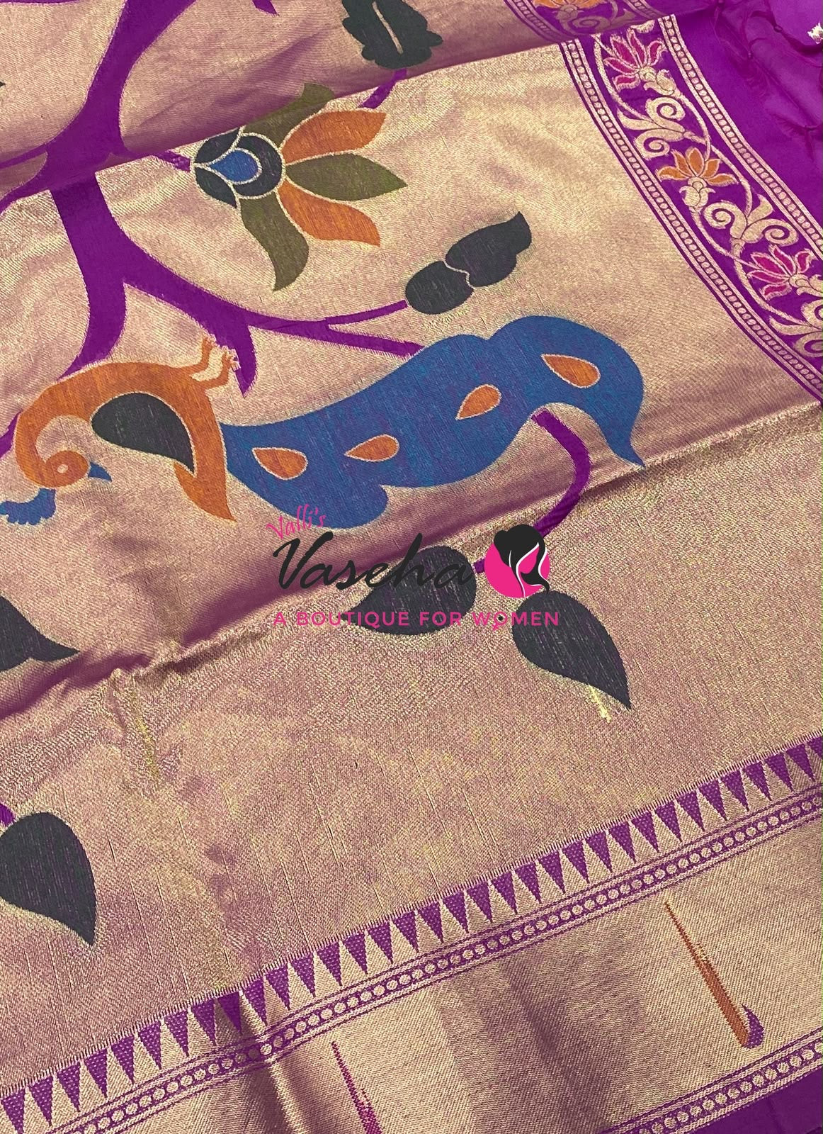 Semi Soft Paithani Saree - Purplish Pink Shade - VVSPS002