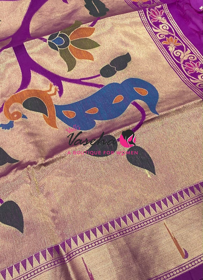 Semi Soft Paithani Saree - Purplish Pink Shade - VVSPS002