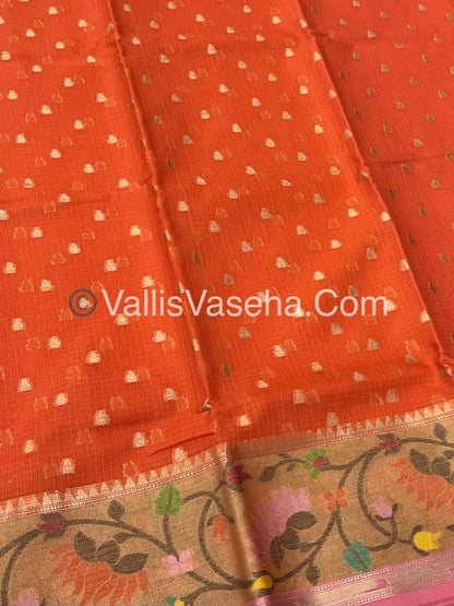 Kota Saree - Paithani Border -Orange with Pink - VVKPS001