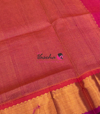 Pure Silk Cotton Saree - Mayil & Chakkaram Design - Blue With Pink Shade -VVMC002