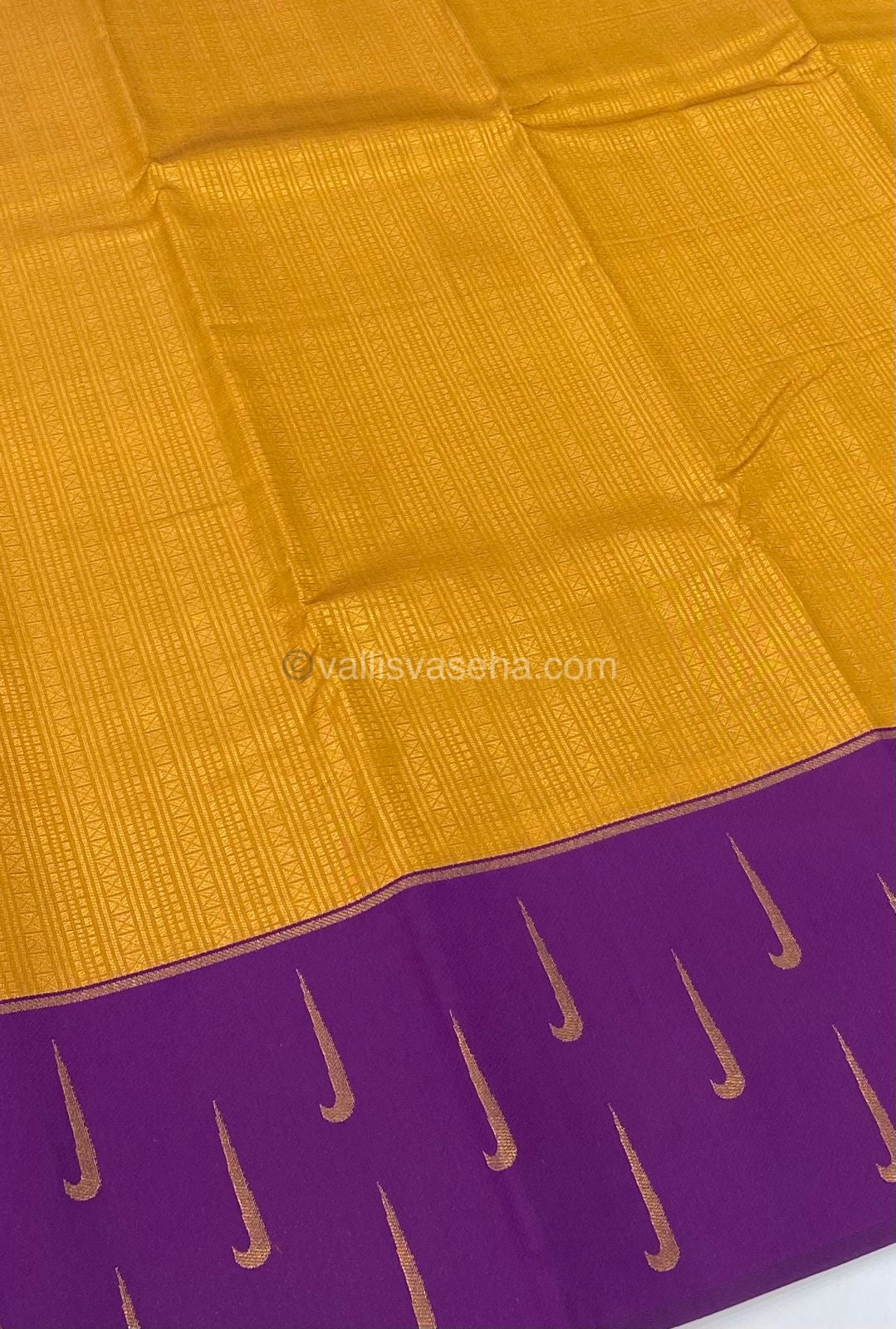 Kanchi Semi Silk - Dark Yellow with Purple - VVKSS001