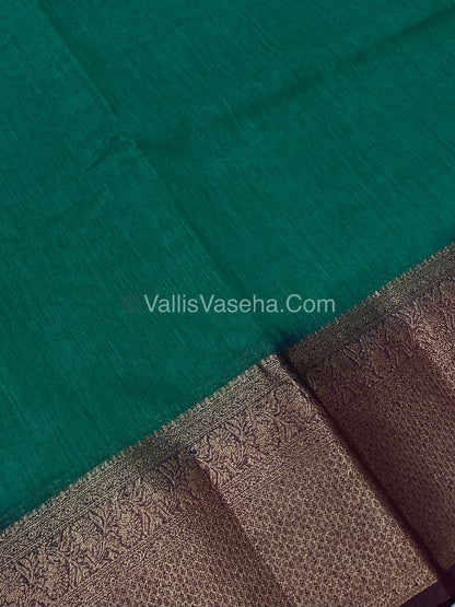 Bamboo Silk Saree - Green With Brown Shade - VVBSS008