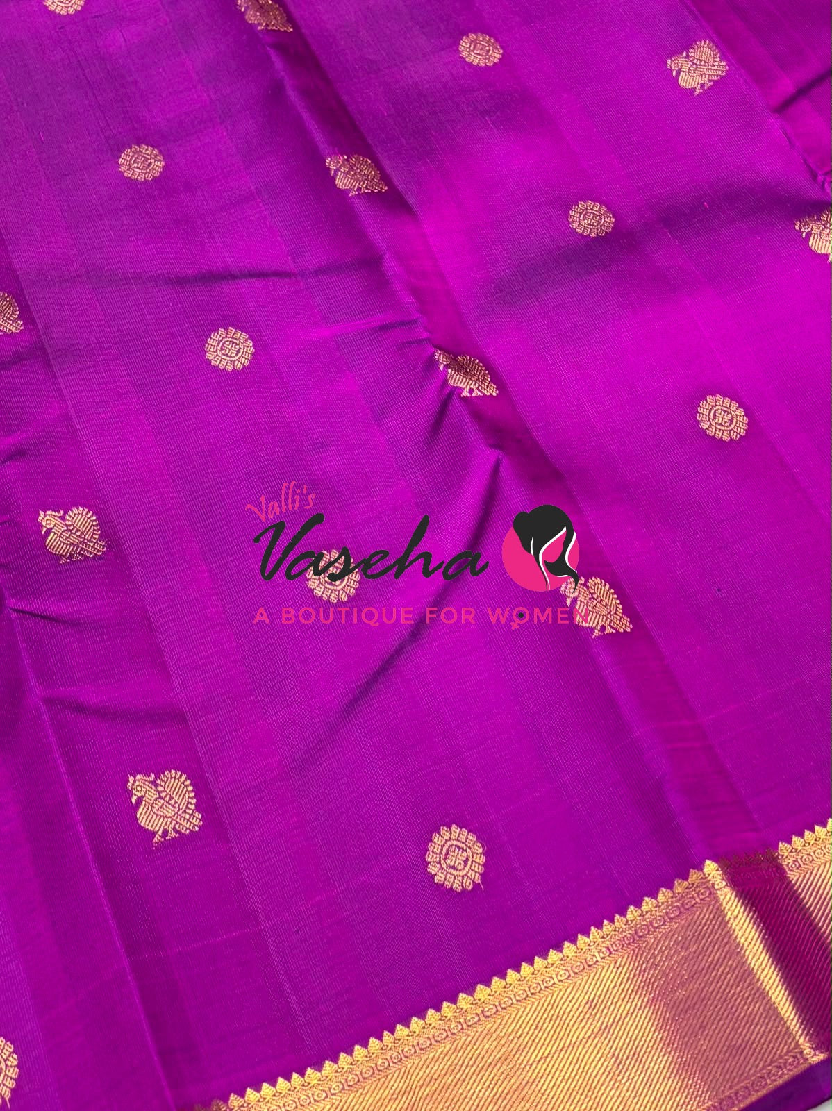 Pure Kanchipuram Silk Saree - Purple Combo - VVPS025