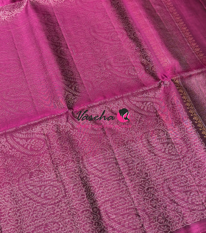 Pure Soft Silk Saree - Green & Purplish Pink Shade - VVPSS117