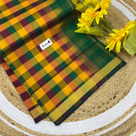 Pure Silk Cotton Saree - Pazhum Pazhamum Checks Design - VVPPSC01