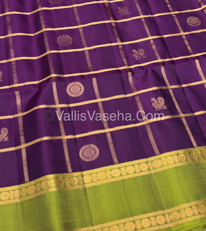 Pure Soft Silk Saree - Retta Petta Border- Mayil & Chakkaram - VVPSS057