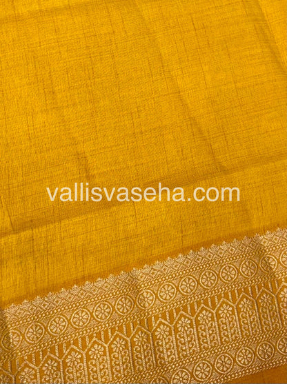 Semi Tussar Silk - Grand Pallu - Yellow Shade - VVSTS031