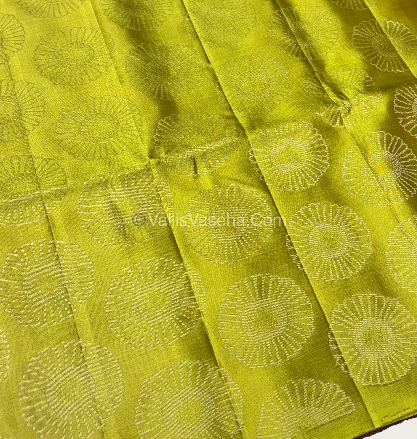 Pure Soft Silk Saree - Dupion Weaving - Brown & Lemon Green Shade - VVPSS065