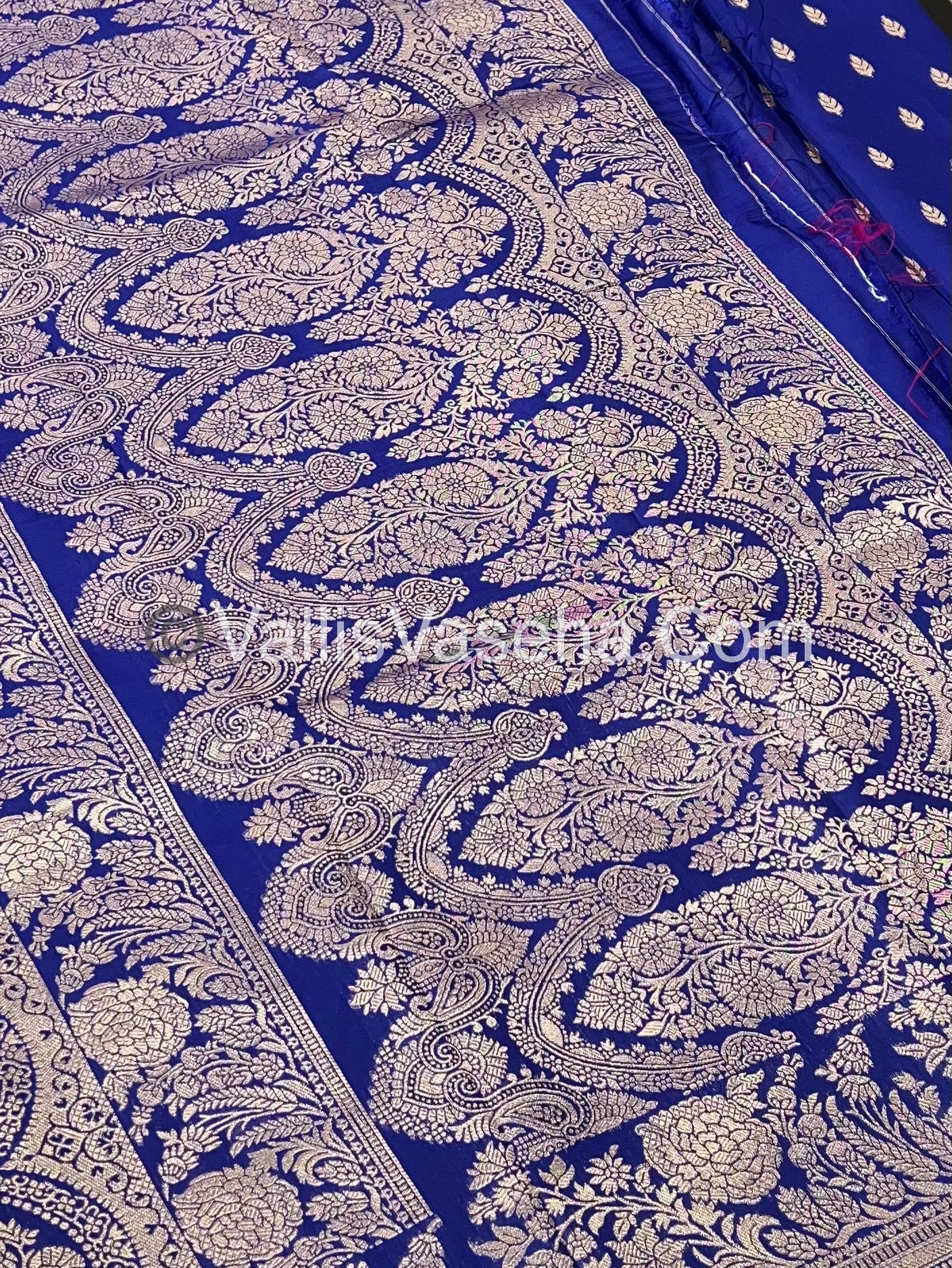 Semi Soft Silk with Border - Blue Shade  -VVSSS012