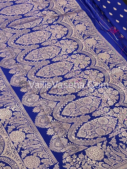 Semi Soft Silk with Border - Blue Shade  -VVSSS012