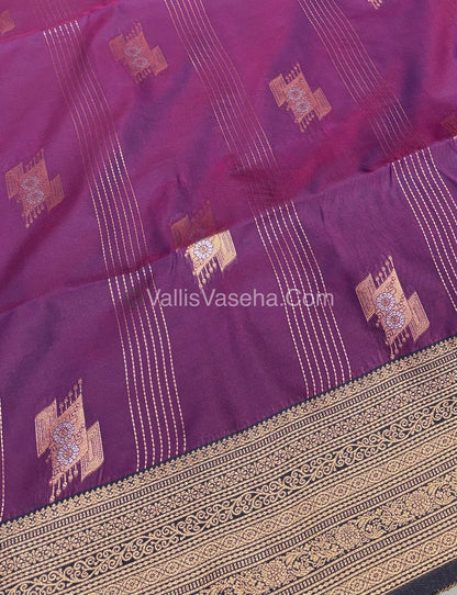 Semi Soft Silk - Violetish Purple With Navy Blue Shade -VVSSS032 - 3