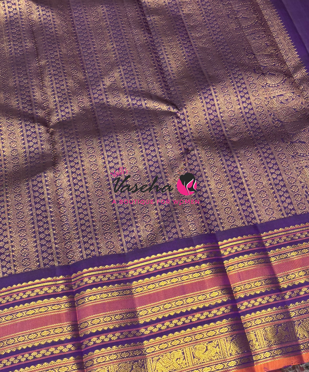 Pure Vintage Korvai Kanchipuram Silk Saree - Yellow With Violetish Purple - VVPS046