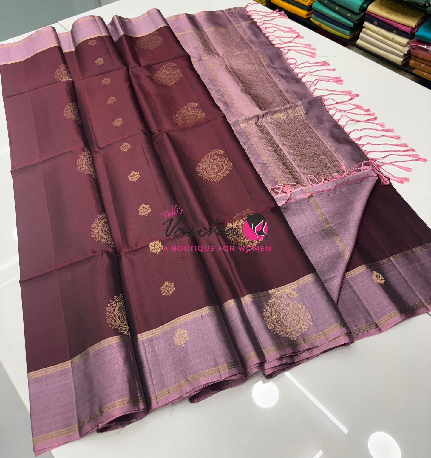 Half Mix - Pure Soft Silk Saree - Maroon With Onion Pink - VVPSS085
