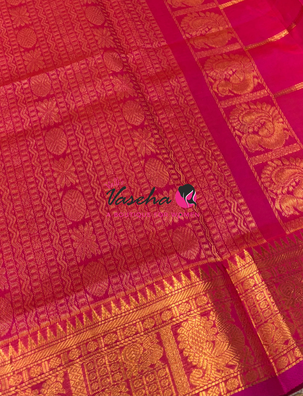 Pure Silk Cotton Saree - Mayil & Chakkaram Design - Blue With Pink  Shade -VVMC003