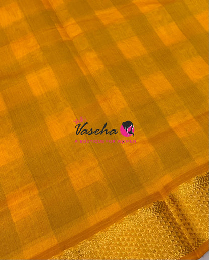 Semi Silk Cotton Saree |  Pazhum Pazhamum Checks Design |VVSSC011