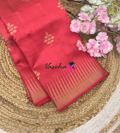 Semi Tussar Silk Saree | Peach Shade |VVSTS051