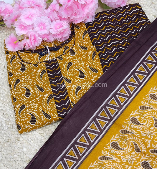 Ready Made - Semi Patiyala 3(pc) Set - Printed Cotton - VVRSP001