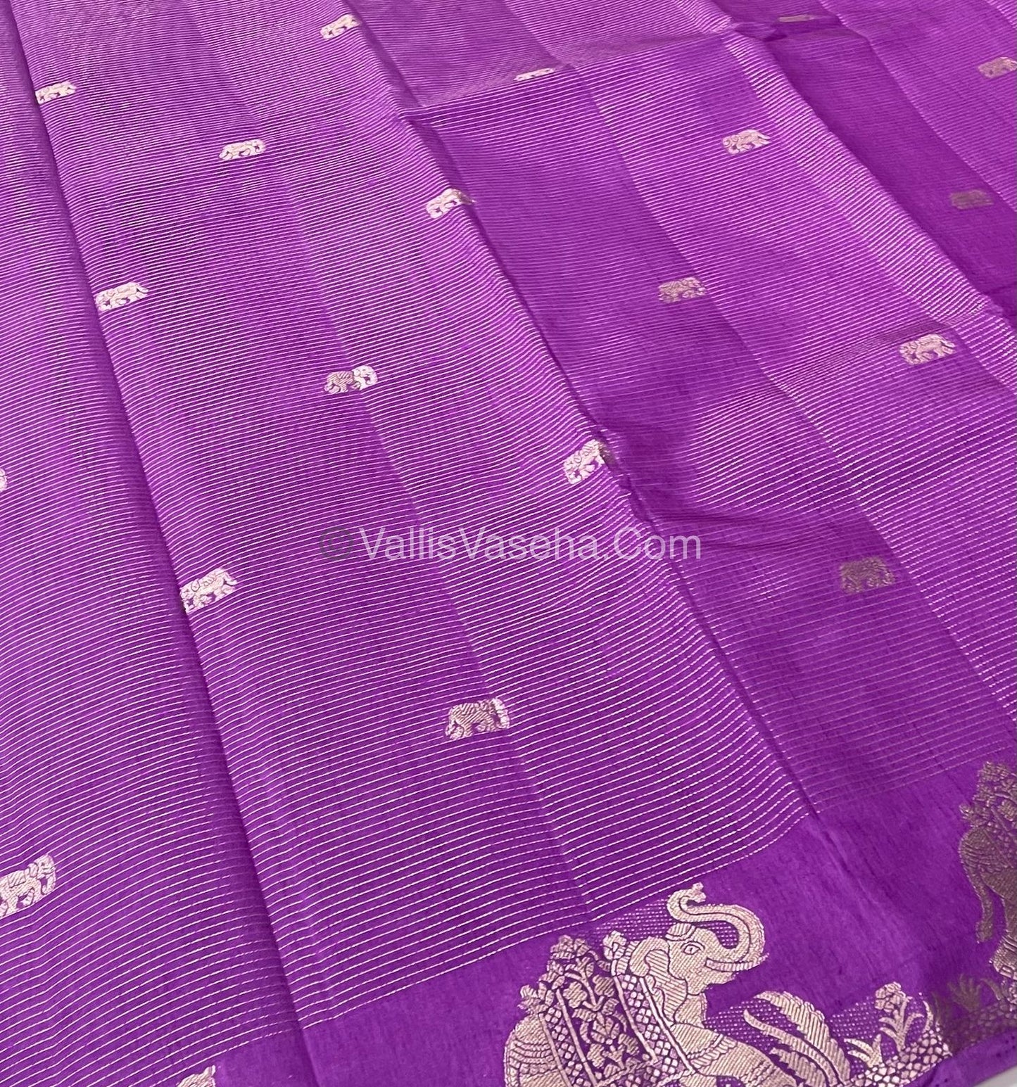 Semi Tussar Silk - Vairavoosi & Elephant Design - Light Lavendar Purple shade-VVSTS019