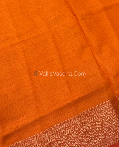 Semi Tussar Silk - Grand Pallu  -  orange Shade - VVSTS021