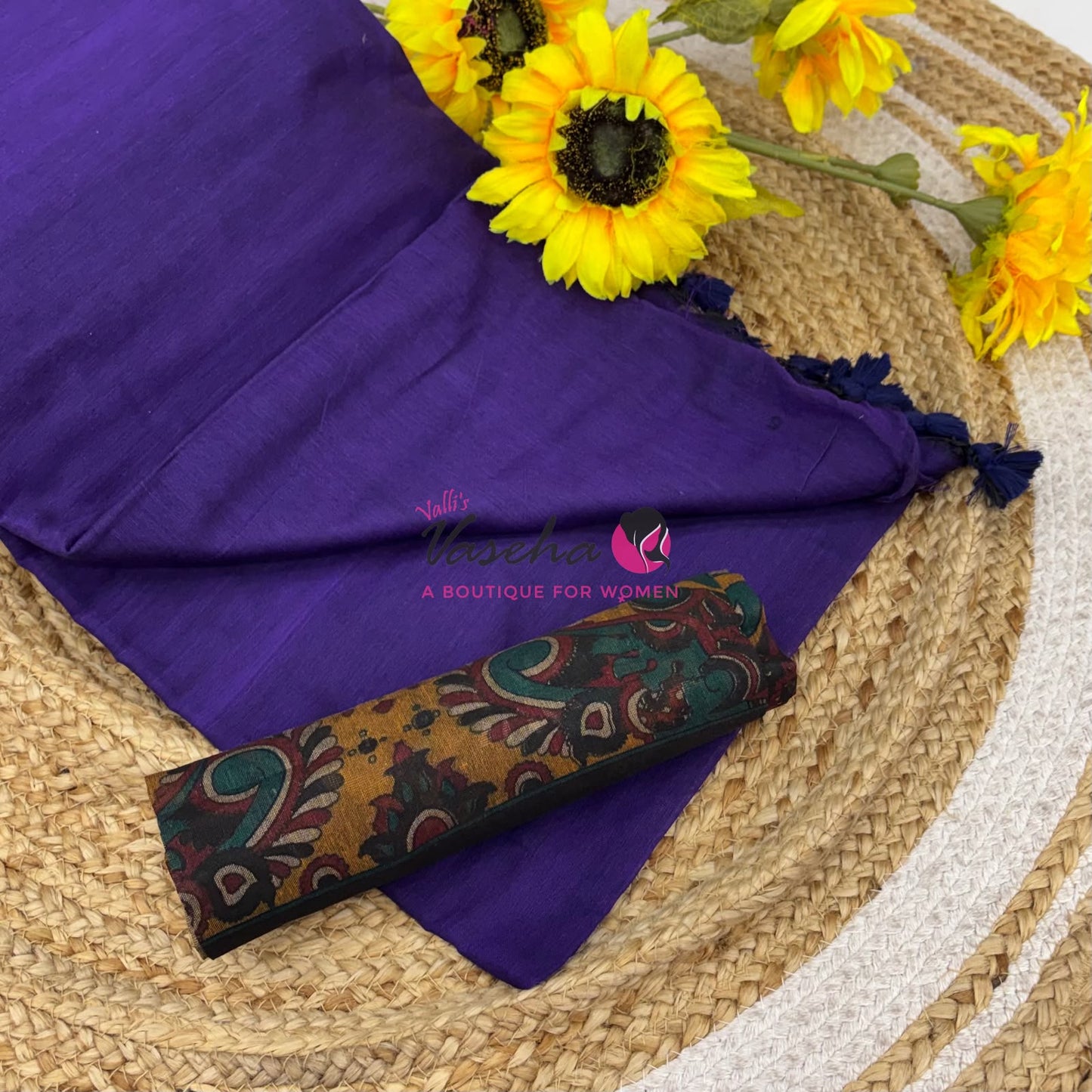 Kadhi Cotton Sarees with Kalamkari Blouse - VVKCK002
