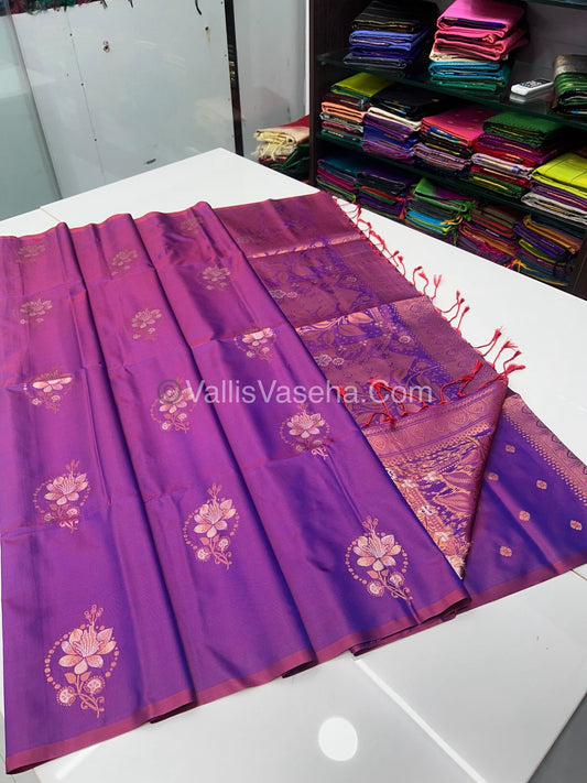 Semi Soft Silk - Border less  - Purple Shade -VVSSS007